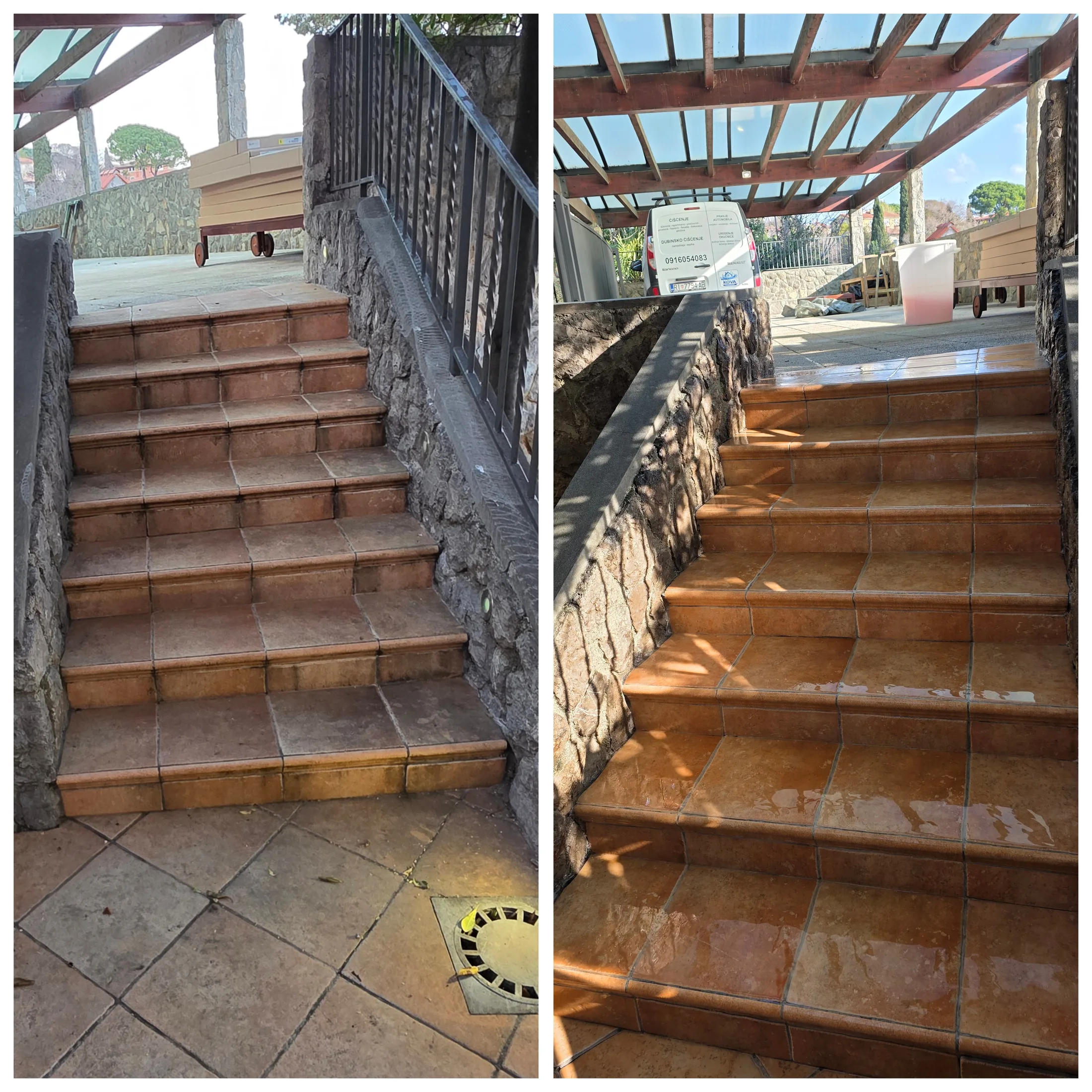 Profesionalno čišćenje kamenih pločica na vanjskim površinama